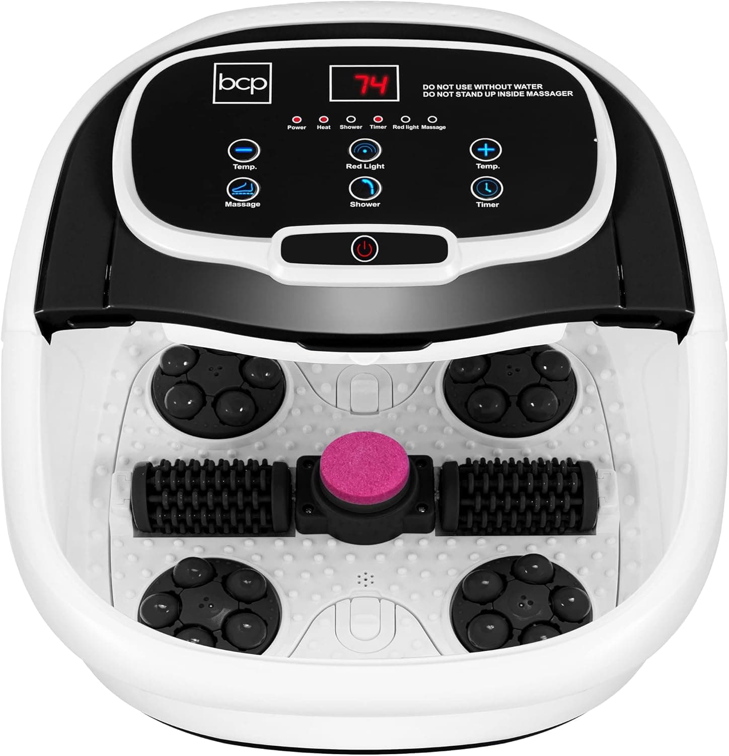 Best Choice Products Motorized Foot Spa Bath Massager, Adjustable Waterfall Shower & Fast Heating, Automatic Shiatsu Pedicure Massage, Pumice Stone, Rollers to Relieve Feet Muscle Pain - Black