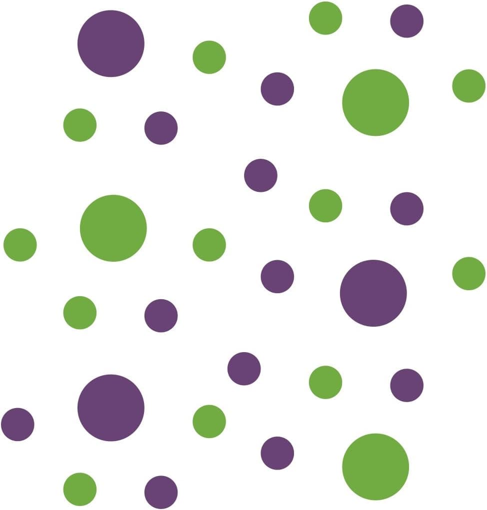 Lime Green/Purple Vinyl Wall Stickers - 2 & 4 inch Circles (60 Decals)