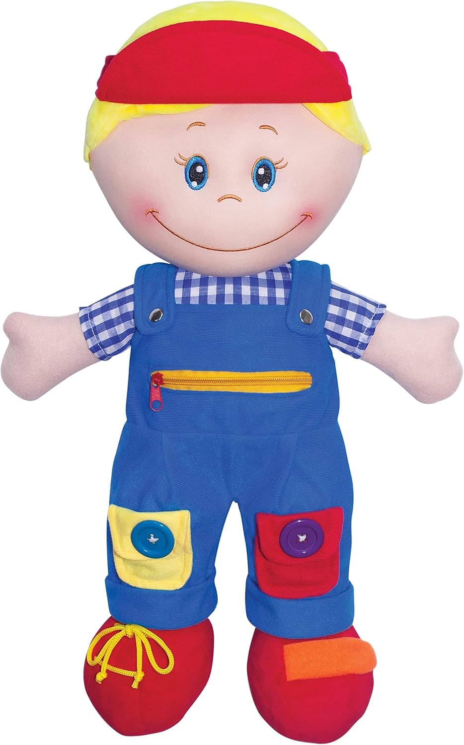 PlayTime Fun Love & Learn 20 in. Soft, Plush, Boy Doll With Zipper, Button, Snap, Shoe Tie, and Fasten | Sensory, Learning and Educational Doll To Teach Kids & Toddlers To Dress | Classroom, Preschool