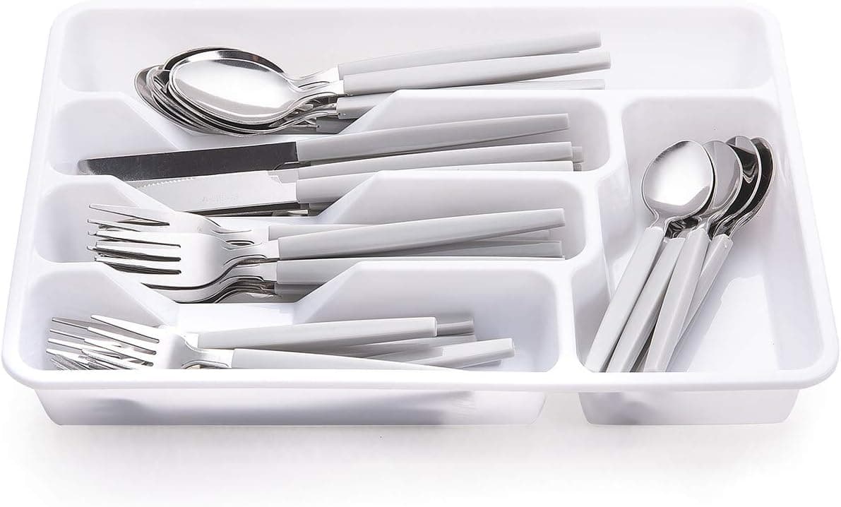 Cutiset 40 piece Stainless Steel Kitchen Flatware set with organizer, Camping Silverware set with color handles set of 8