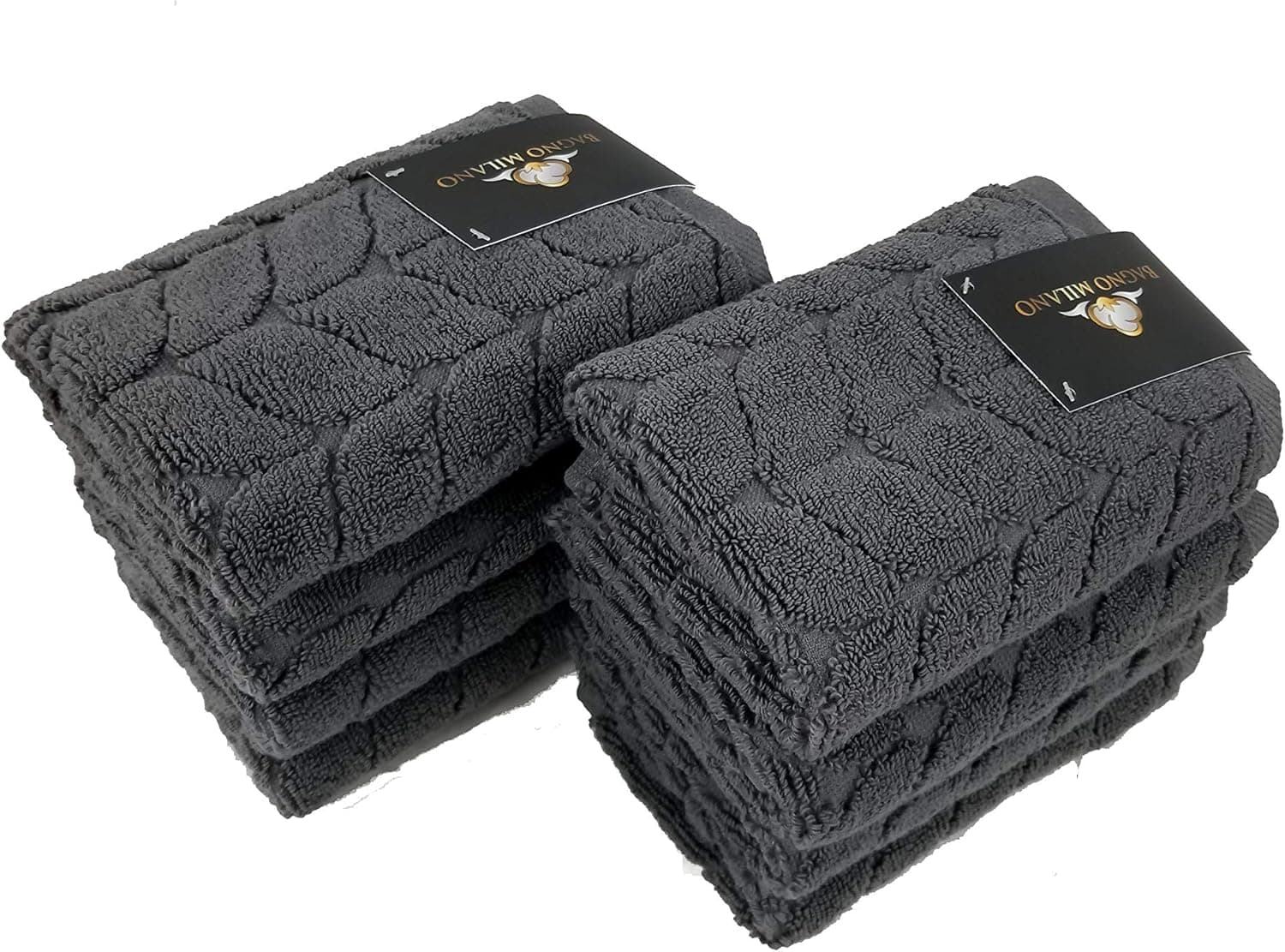 Bagno Milano Jacquard Luxury Turkish Towels,%100 Turkish Cotton Quick Dry Super Soft and Absorbent Plush Towels, Made in Turkey (Grey, Hand Towel Set)