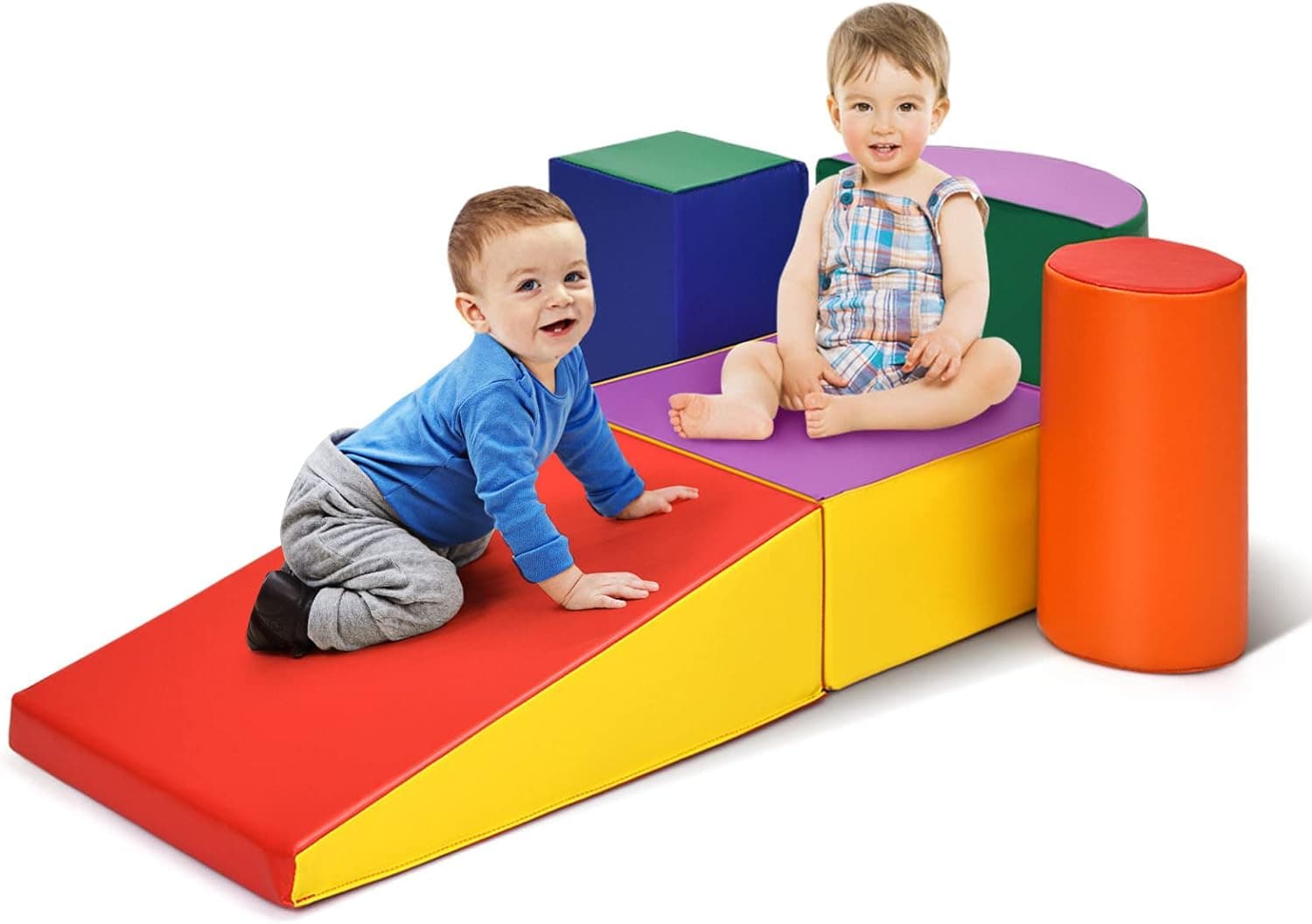 OLAKIDS Foam Climbing Blocks for Toddlers, 5 Piece Lightweight Colorful Soft Play Equipment Structure for Crawling Walking Sliding, Kids Indoor Climber ActivityToys for Baby Infant