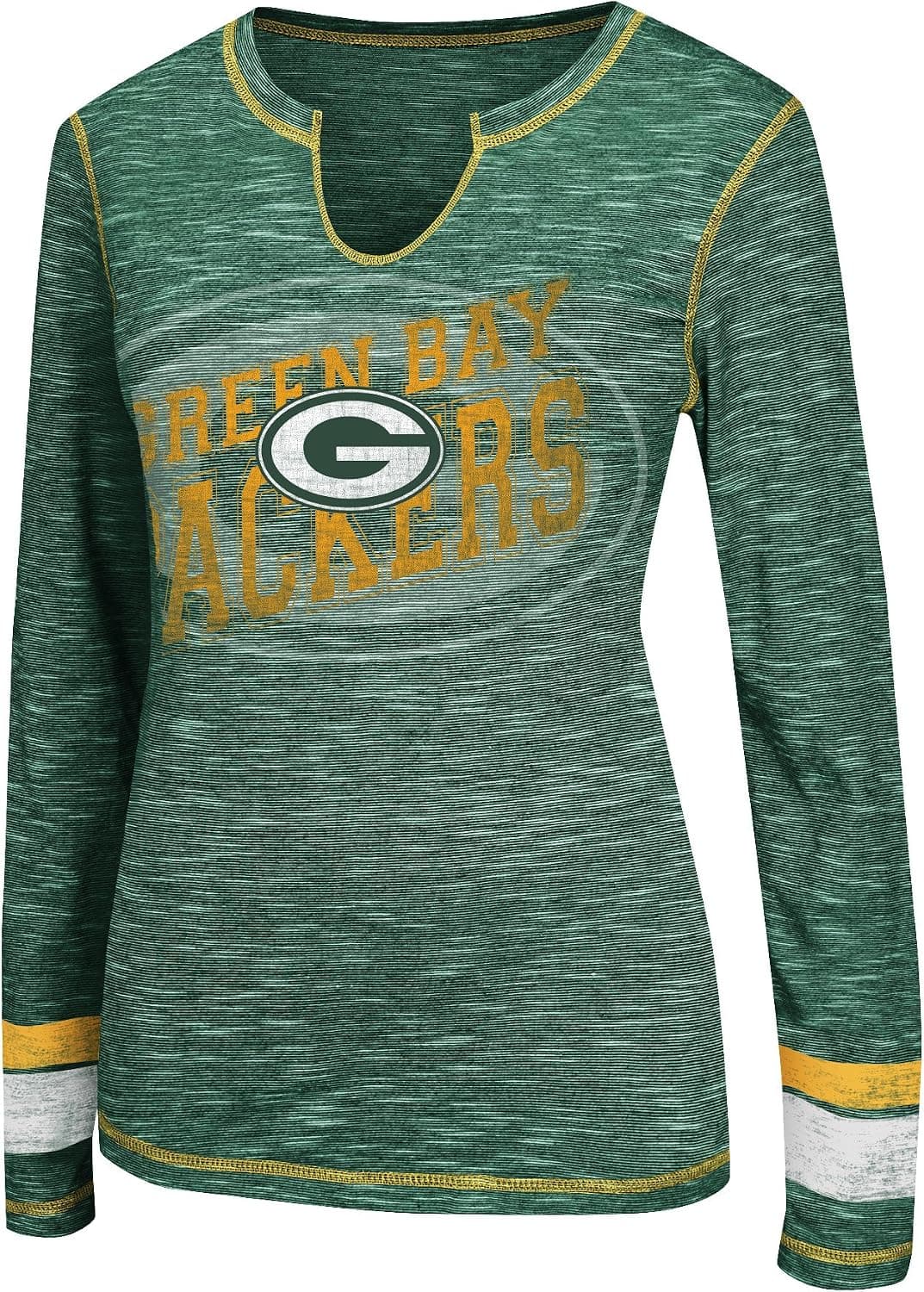 Majestic Green Bay Packers Womens Gametime Gal Long Sleeve Split Neck T-shirt