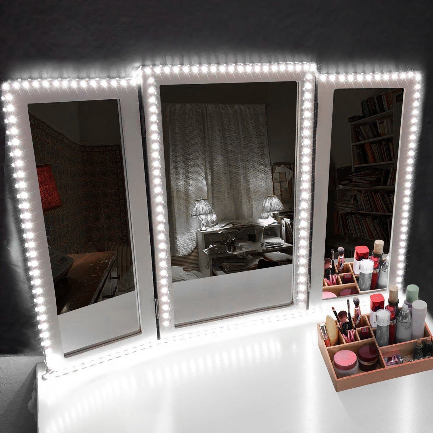 LED Vanity Mirror Lights Kit Make-up Mirror Light Strip for Vanity Dressing Table, Dimmer, UL Certified Power Supply, Daylight, DIY Hollywood Style Gift Choice 13foot/4Meter Daylight White 6000K