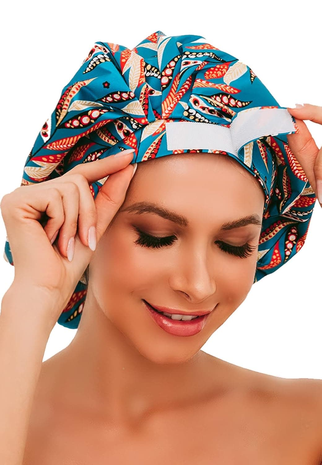 HIUMI Shower Cap for Long Hair Women, Womens Shower Cap Cute Reusable Large Shower Caps Waterproof Bath Cap(Green)