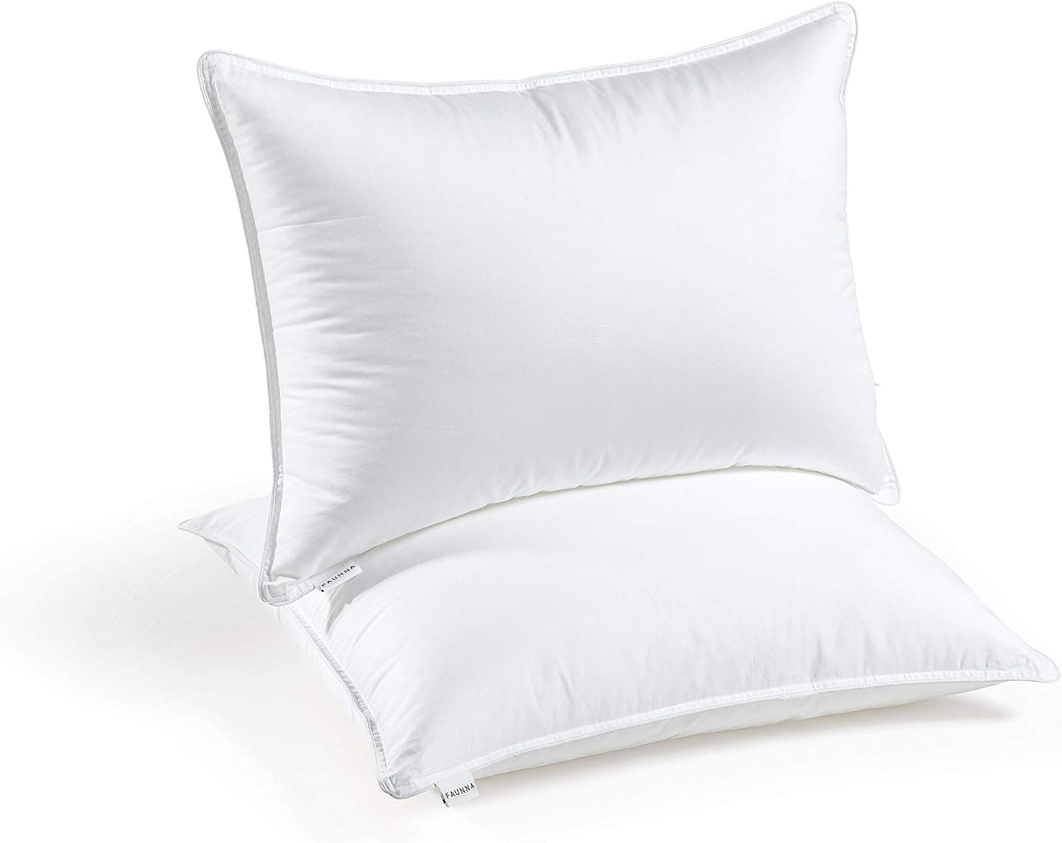 FAUNNA Down Alternative Pillows for Sleeping 2-Pack, Adjustable Supportive Soft Gel Fiber Firm Bed Pillows - Hotel Quality (Standard)