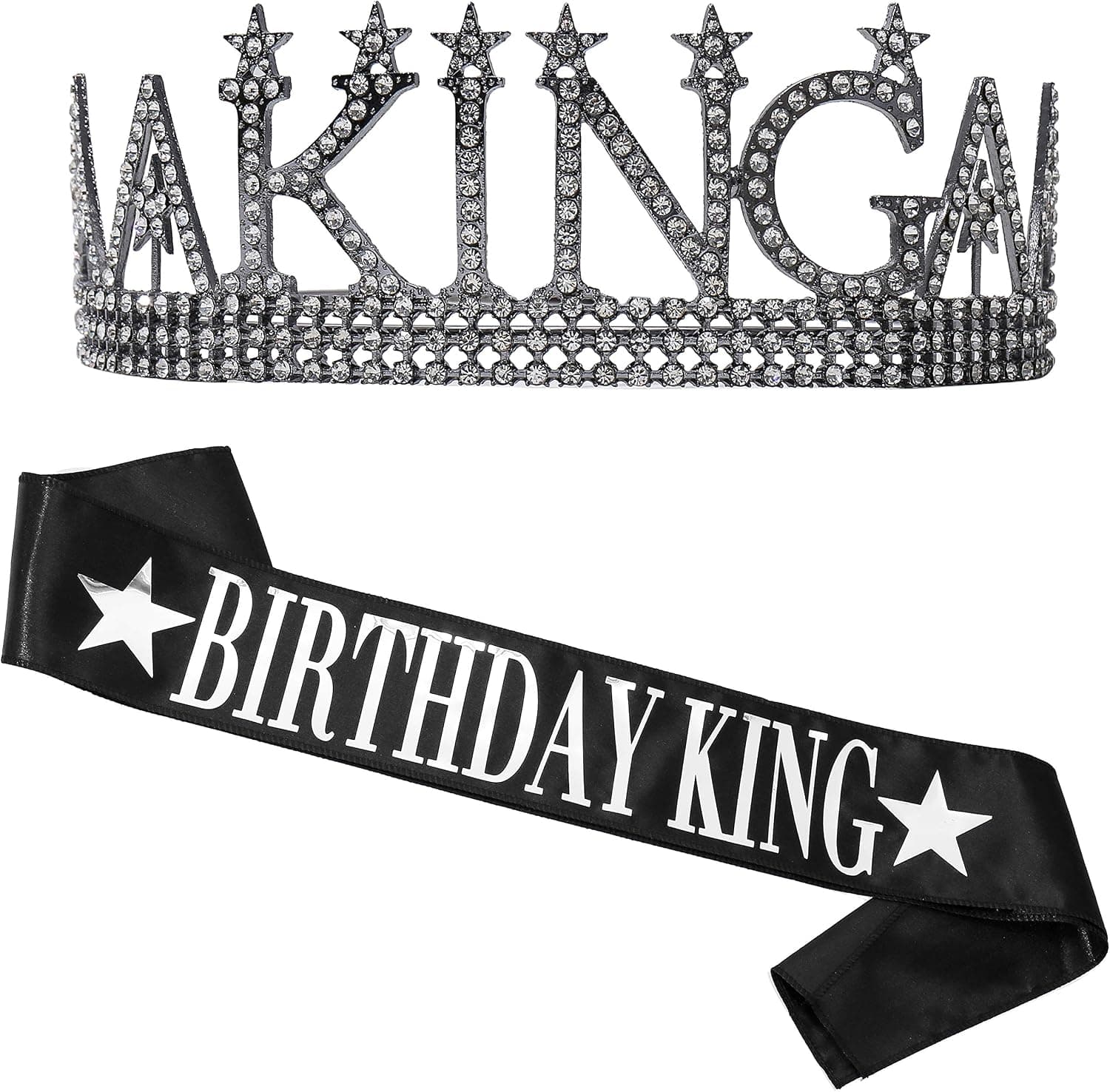 Birthday King sash and King's Crown, Birthday Gifts for Men's Birthday Party Decoration （Black）