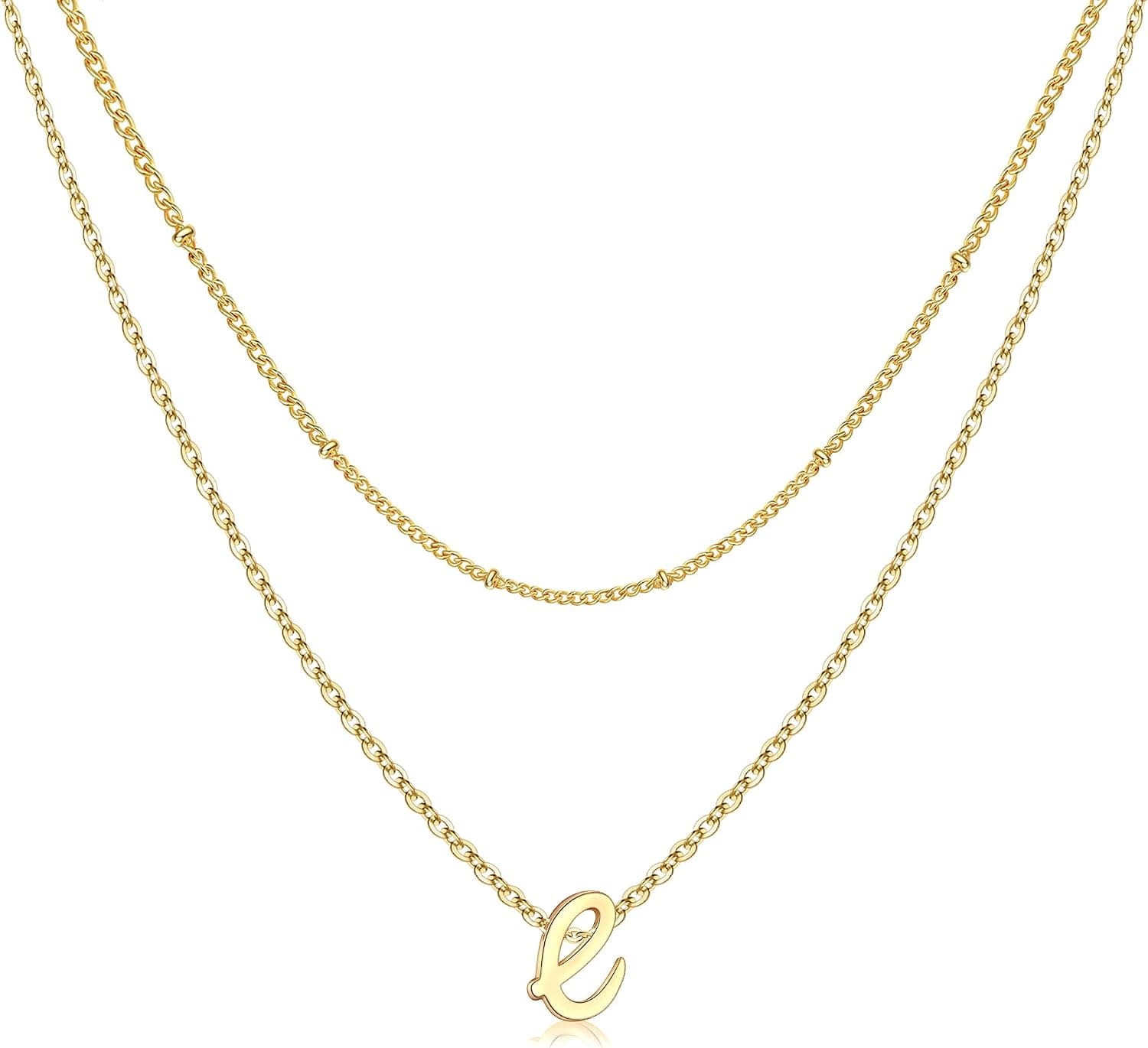 Yoosteel Layered Initial Necklaces for Women Girls, 14K Gold Plated Dainty Layering Letter Necklace Personalized Monogram Layered Gold Silver Initial Necklaces for Women Girls Jewelry