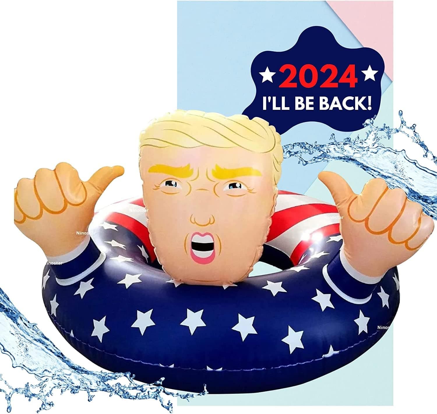 Donald Trump 2024 Keep America Great! Huge Hit Pool Float for Summer, Presidential Floats Inflatable Ring Swimming Tube