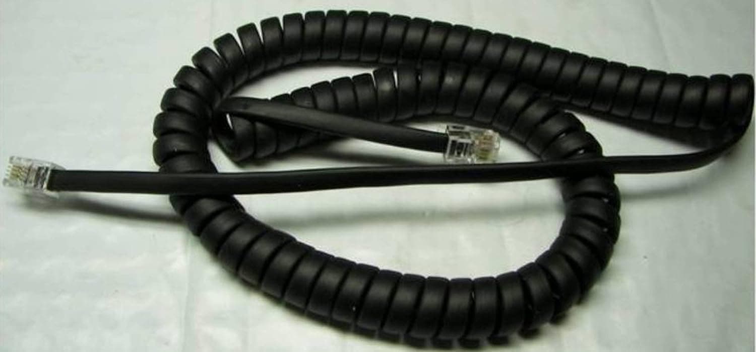 Mitel 9 Ft Black Handset Cord for IP 5000 Series Phones - 13 inches Long / 9 Foot When Stretched