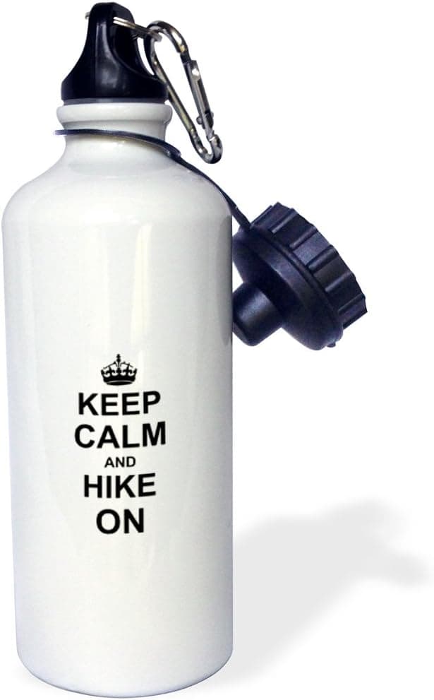 3dRose Keep Calm and Knit on-Carry on Knitting-Knitter Hobby Gifts-Black Fun Funny Humor Humorous Sports Water Bottle, 21 oz, White