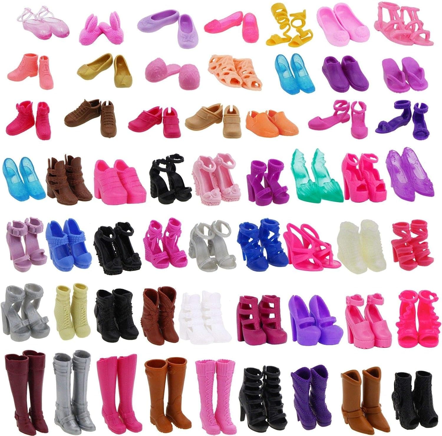 Random 20 Pairs Lady Fashion Boots Flats High Heel Sandals Dinner Party Clothes Accessories Shoes for Barbie Doll (Random 20 Shoes)