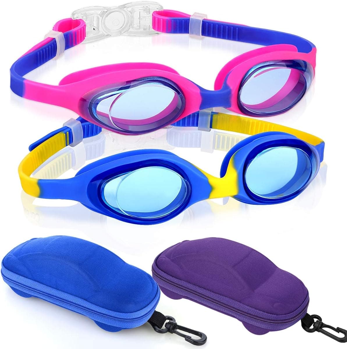 Careula 2 Pack Kids Swim Goggles, Swimming Goggles Anti-fog Water Pool Glasses for Kids Girls Boys Toddlers Child Age 2-12