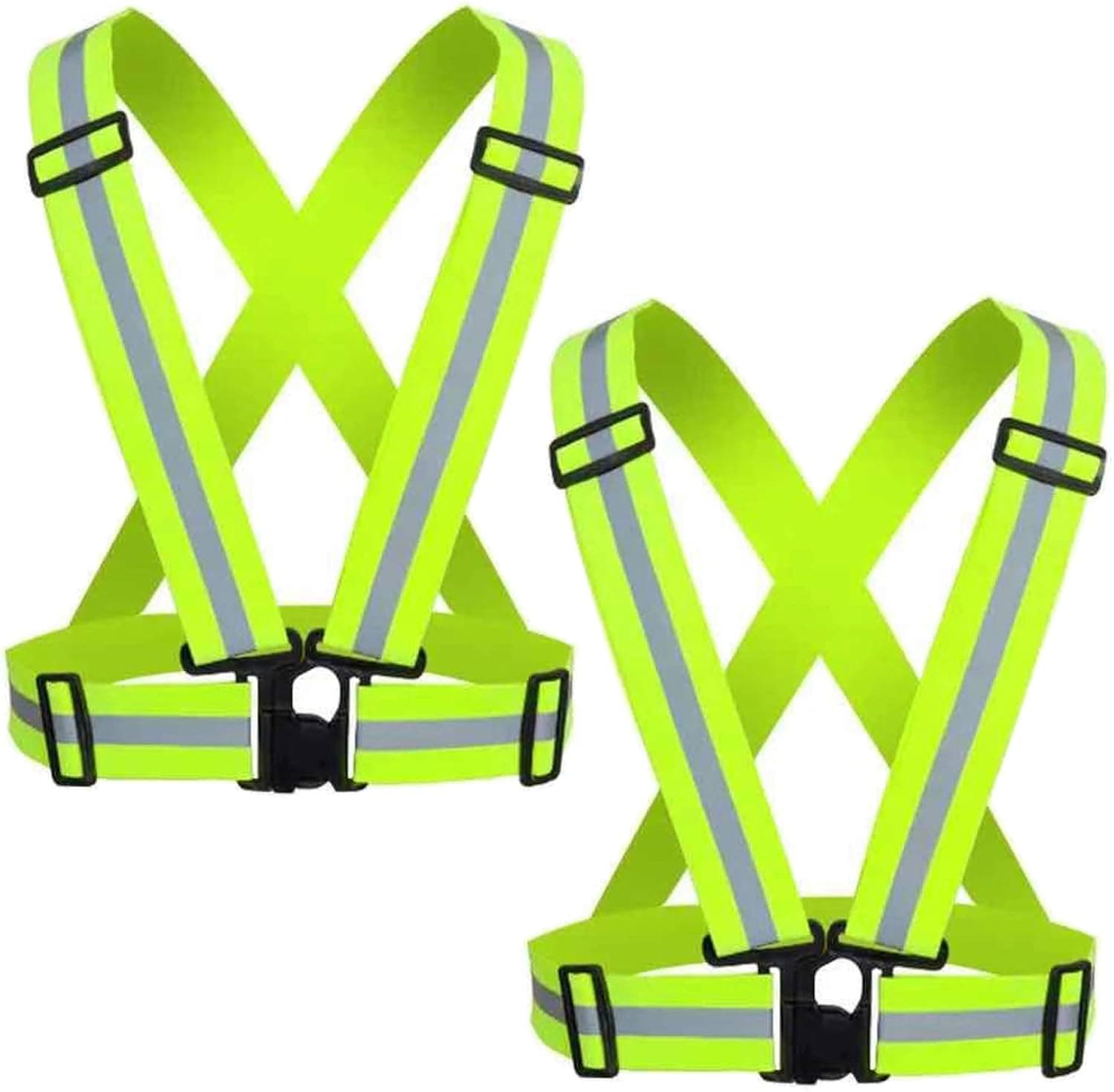 Cezmkio Reflective Safety Vest 2pcs - High Visibility Vest Adjustable Straps for Outdoor Jogging, Cycling, Walking and Riding