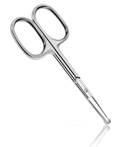Eyebrow Nose Hair Trimmer Scissors - Round Tip for Ear, Eyebrow, Beard & Mustache Trimming Cutting Beauty Tool (silver)