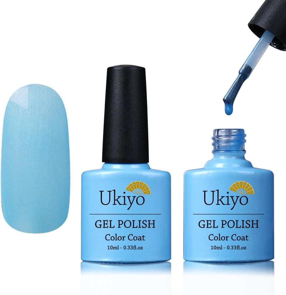Ukiyo Light Blue Soak Off Gel Nail Polish UV LED 0.33fl./10ml Nail Art Manicure Kit Set 09855