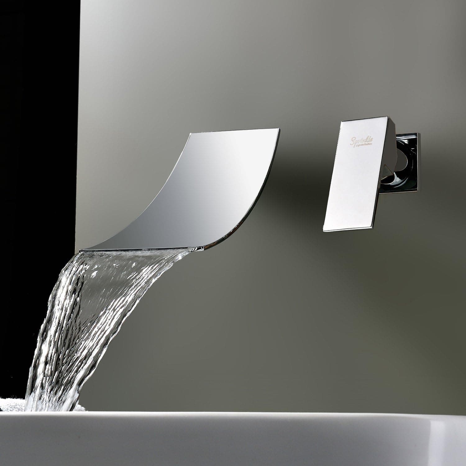 Solid Brass Widespread Waterfall Bathroom Bath Tub Faucet Chrome Waterfall Bath Shower Faucets Vessel Sink Plumbing Fixtures Shower Mixer Taps Ceramic Valve Stainless Steel Spout (Wall Mount)