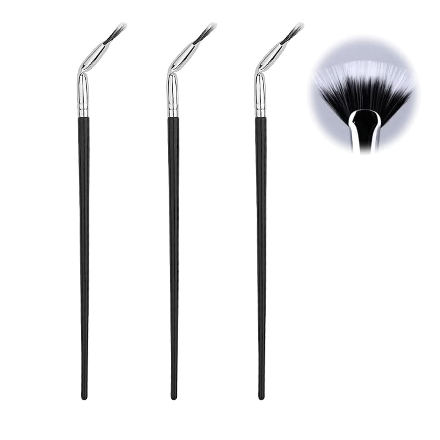 Angled Fan Shaped Eyelash Brush, Eyelash Brush Eyelash Comb Cosmetic Brushes Eyelash Separator Bent Applicators Professional Makeup Tool Creative Grooming Angled (3PCS)