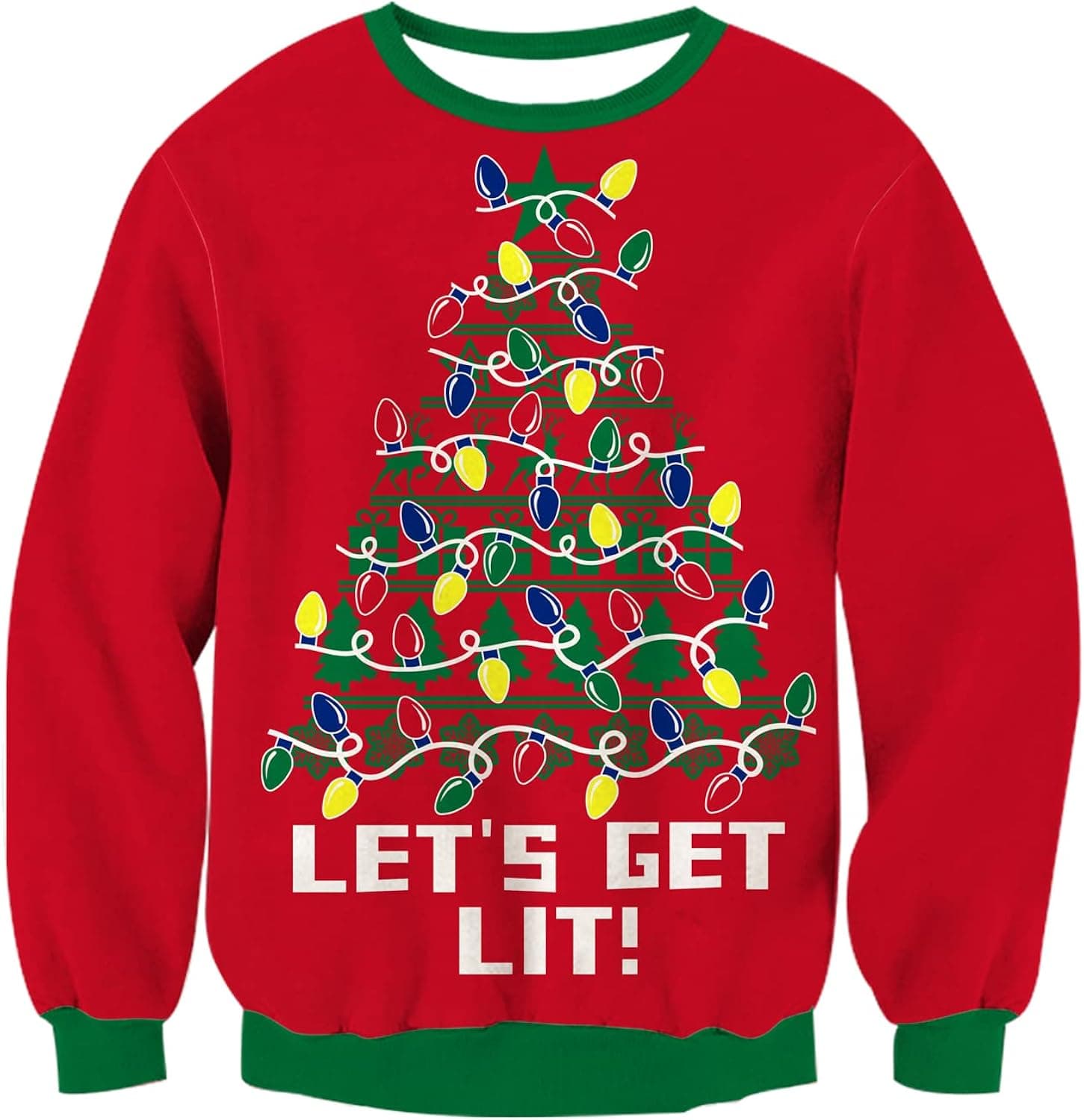 uideazone Unisex Ugly Christmas Sweaters LED Light up Pullover Knitted Sweater Long Sleeve for Xmas Party Celebrations