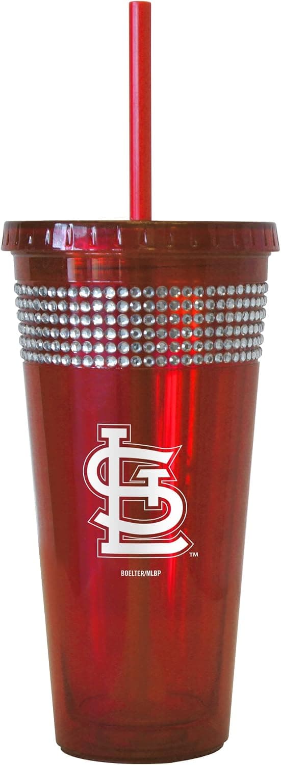 MLB St. Louis Cardinals Bling Straw Tumbler, 22-Ounce