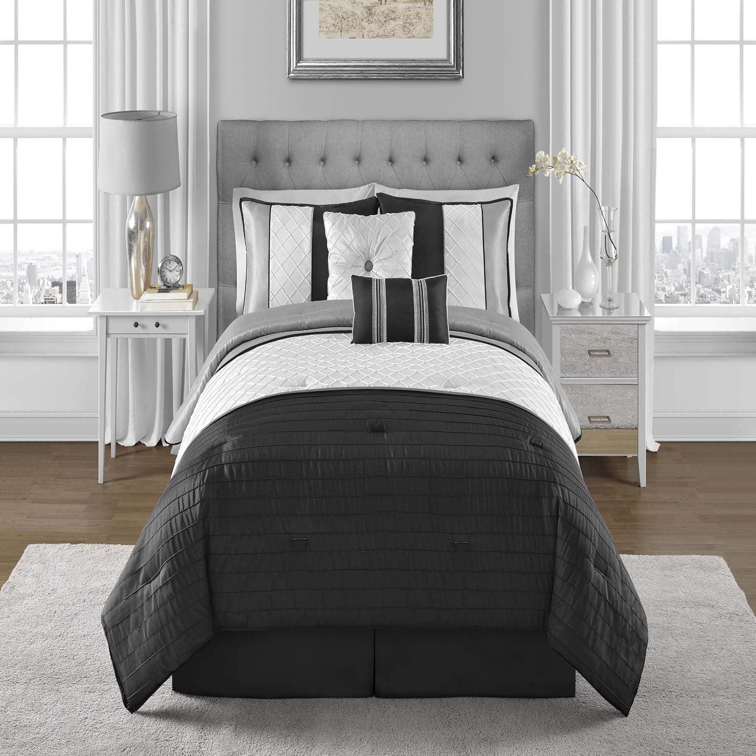 VCNY Vaughn Pintuck 6-Piece Comforter Set, King, Green