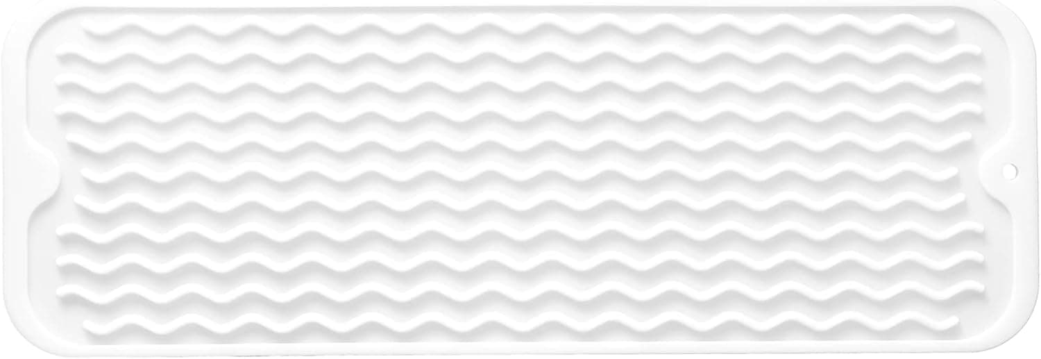 MicoYang Silicone Dish Drying Mat for Multiple Usage,Easy clean,Eco-friendly,Heat-resistant Silicone Mat for Kitchen Counter,Sink,Bar,Bottle,or Cup White M 17 inches x 6 inches