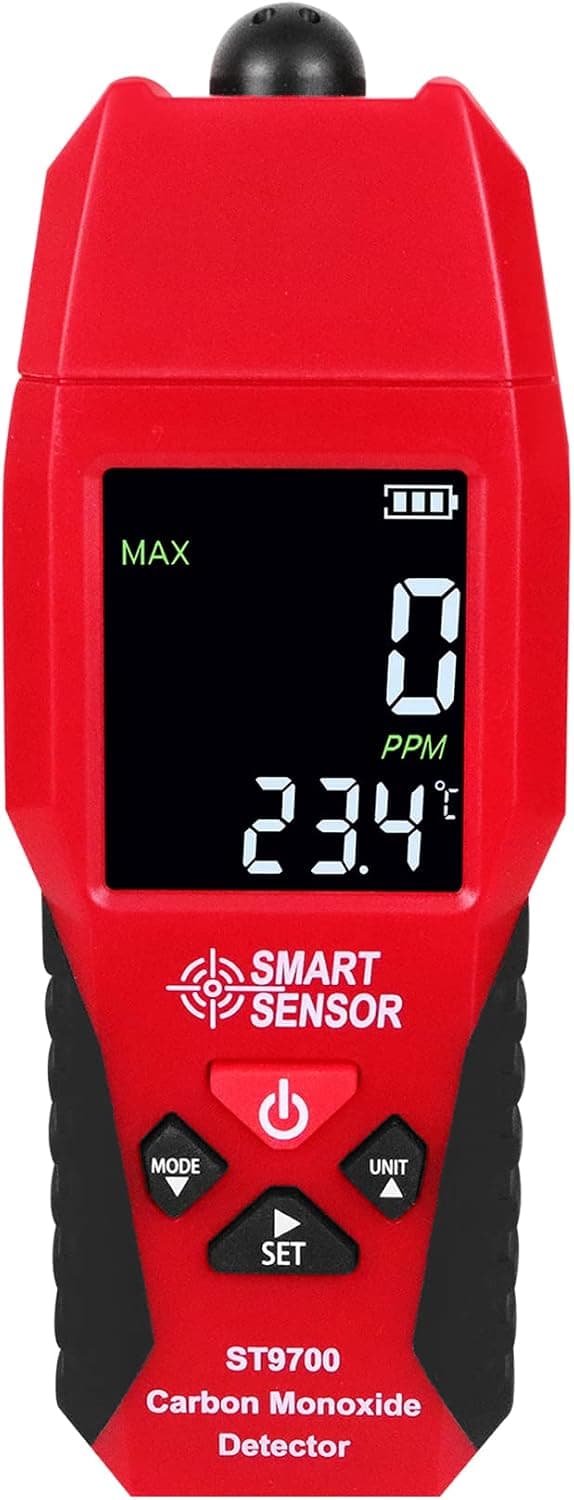 Lunarlipes Handheld Carbon Monoxide Meter, Portable Carbon Monoxide Detector, Professional-Grade CO Gas Tester with LCD Color Display, 0-1000PPM High Precision 1PPM Resolution (Battery Not Included)