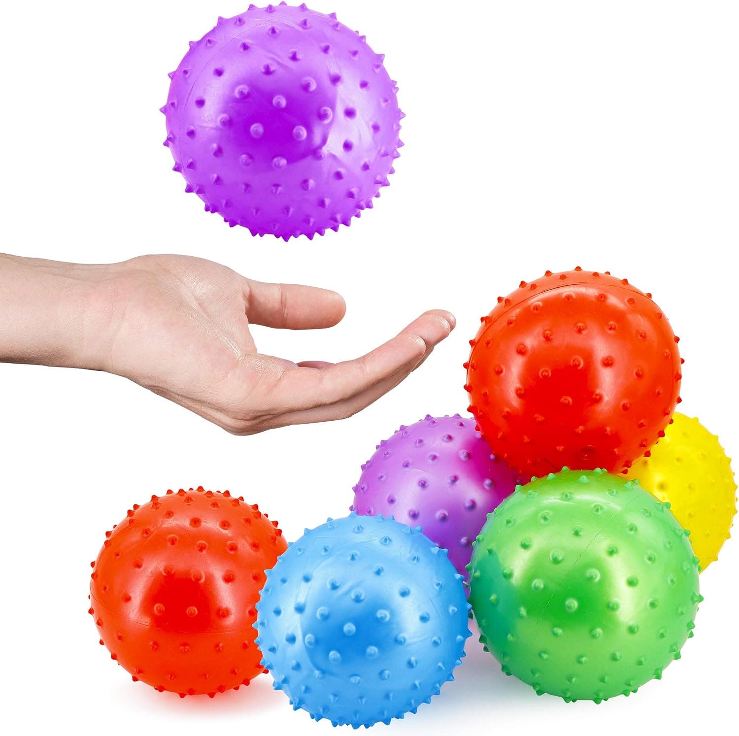 Srenta 7" Knobby Ball, Indoor/Outdoor Sports Game Fun for Kids and Adults | Sold in Deflated Assorted Colors, Pack of 12