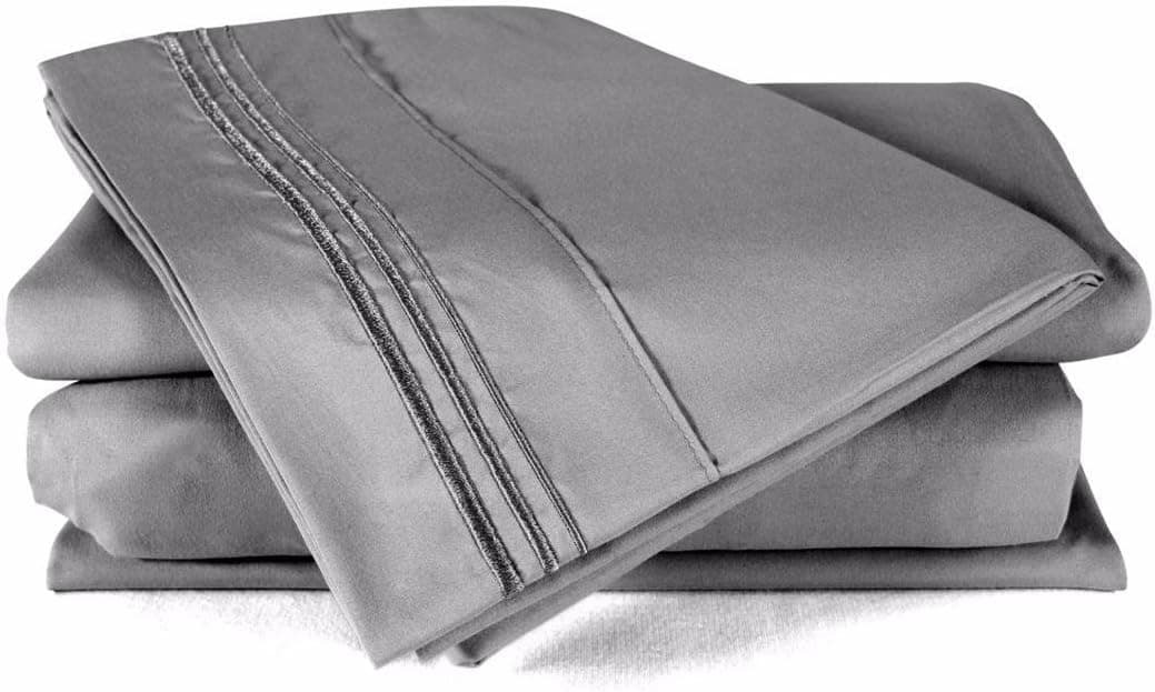 D & G THE DUCK AND GOOSE CO 4 Piece Bed Sheets Set, 100% Double Brushed Microfiber 1800 Bedding Set - Gray - Califonia King