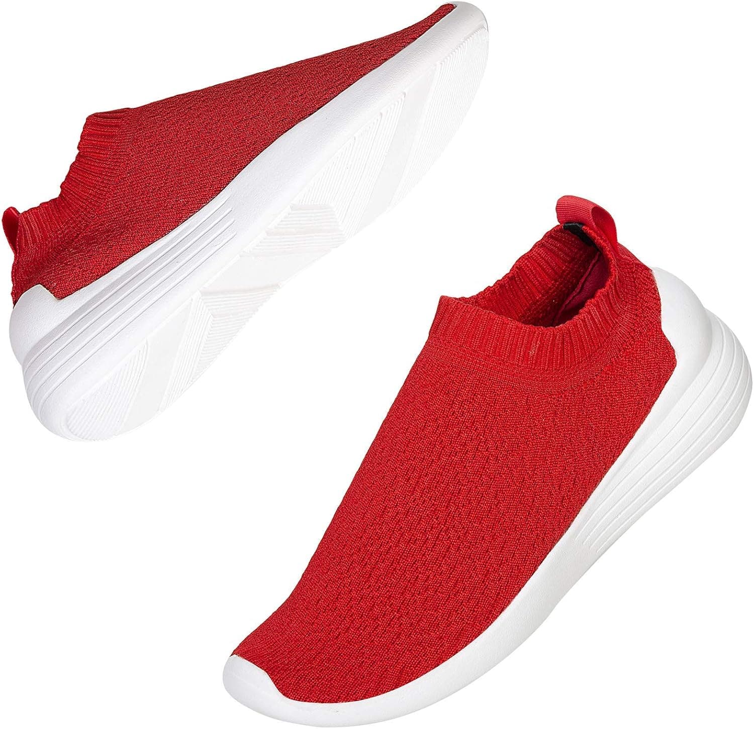 DKRUCAK Womens Walking Shoes Non Slip Sneakers Comfortable Slip on Casual Shoes for Women （8112-red-EU 41/US 10