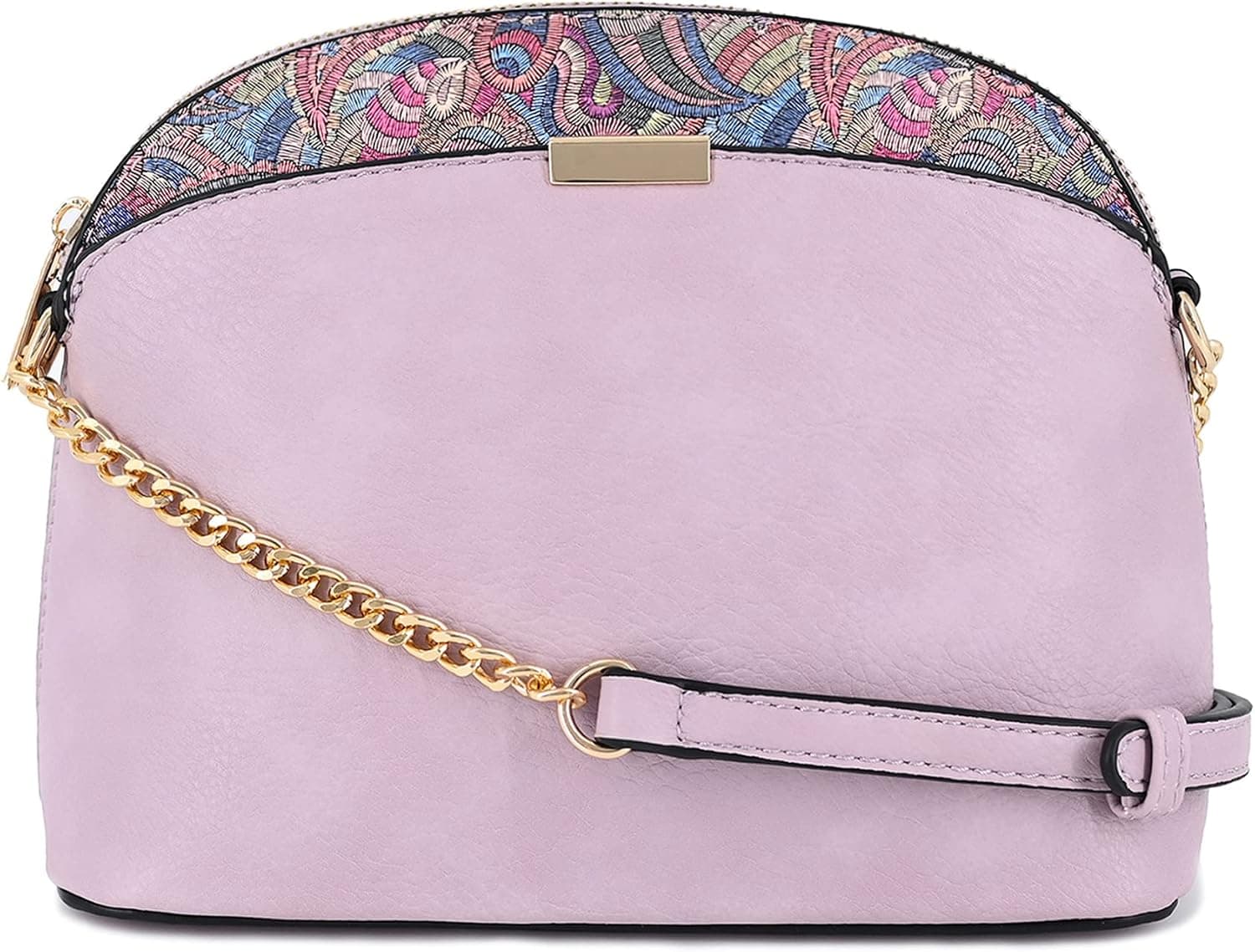 V+BENIE Paisley | Leopard Accent Small Dome Crossbody Bag with Chain Strap Small Purse Handbags for Women