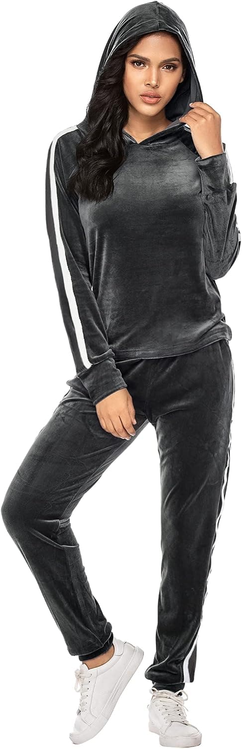 Hotouch Tracksuit Sets Womens 2 Piece Sweatsuits Velour Pullover Hoodie & Sweatpants Jogging Suits Outfits