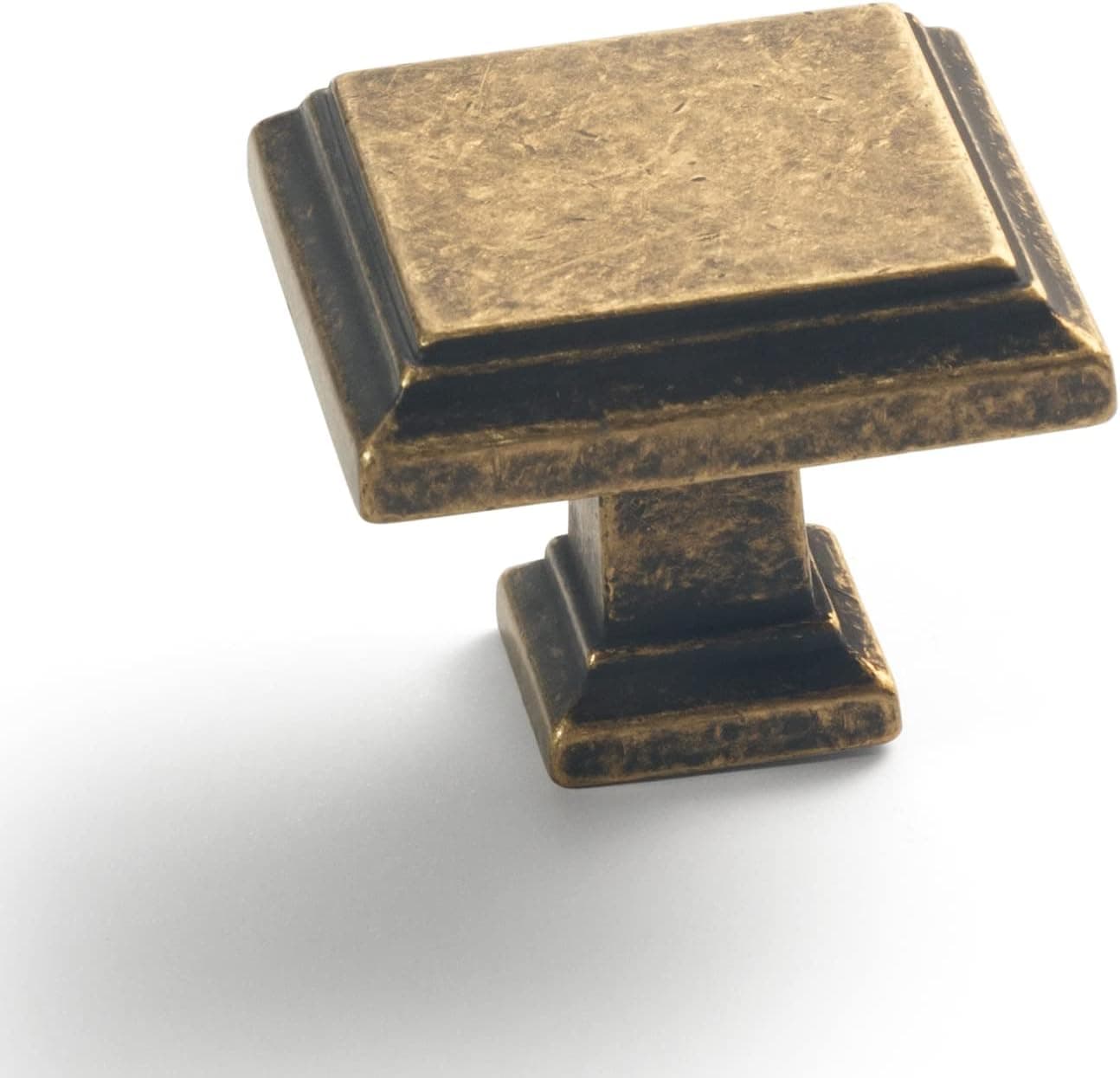 Goo-Ki Antique Brass Square Cabinet Knob,Vintage,1-3/16 Inches (6 Pack)