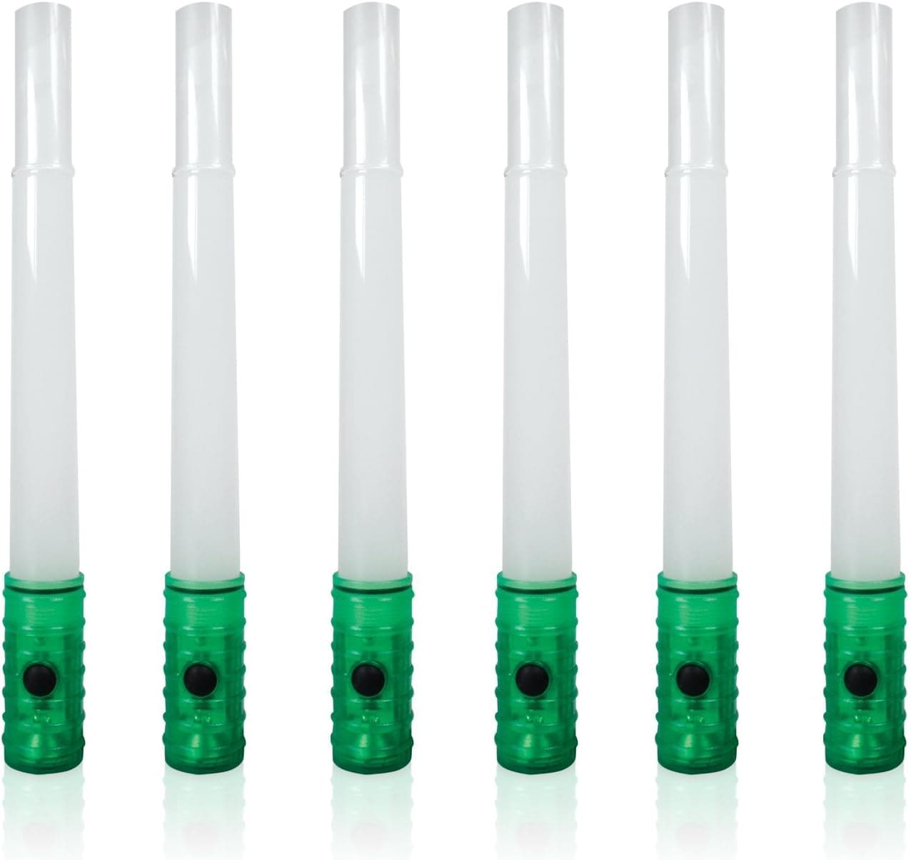 Life Gear 6 Pack GREEN LED Light Stick, Reusable Glow Stick or Glow Wand | Emergency Safety Glow Stick, Flashlight and Whistle