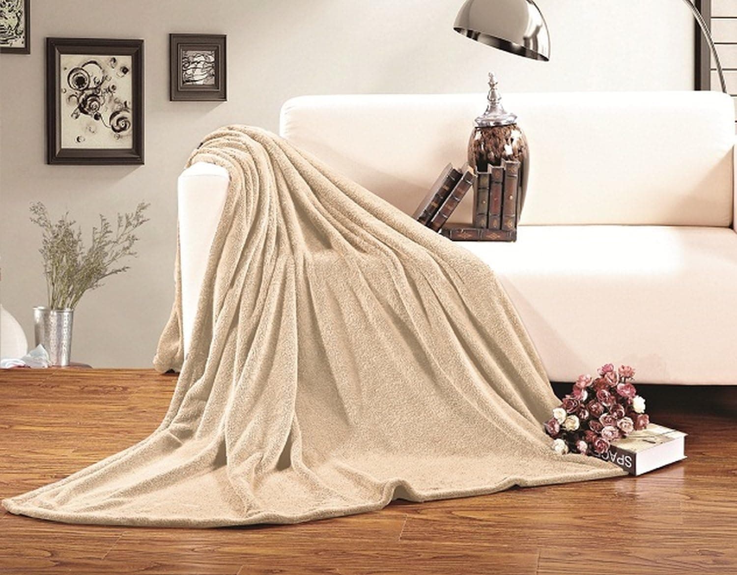 Elegant Comfort Ultra Super Soft Fleece Plush Luxury Blanket King/Cal King Cream