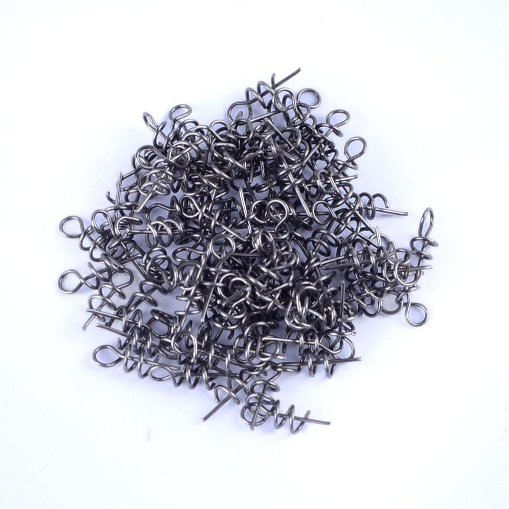 Hicreat 100pcs Fishing Spring Twist Lock Metal Hooks Fixed Connector Latch Needle Centering Pin Worm Crank Buckle Accessories