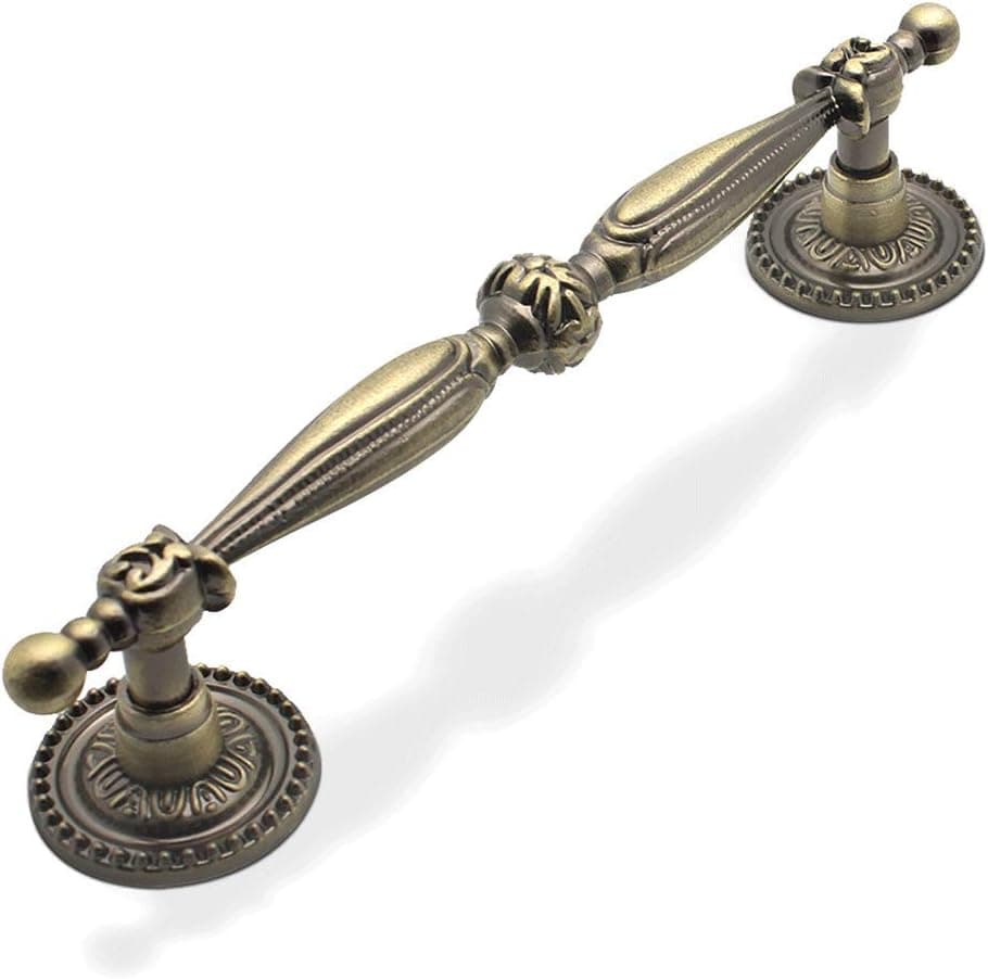 (10pack) Antique Bronze Drawer Pulls 128mm 5inch Hole Spacing Cabinet Handles and Knobs Bedroom Dresser Chest Pull Handle 167mm 6 1/2inch Overall Length Vintage Style Furniture Hardware