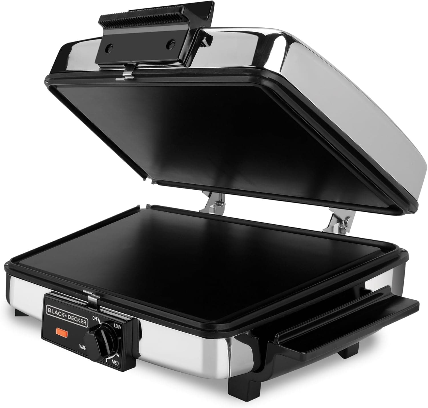 BLACK+DECKER 3-in-1 Waffle Maker with Nonstick Reversible Plates, Stainless Steel, G48TD