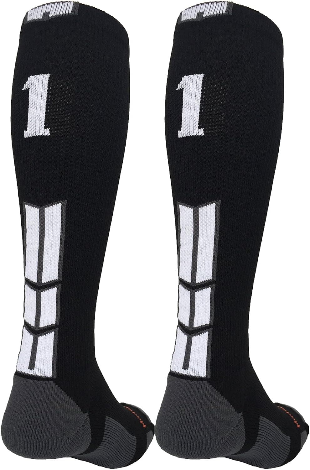 MadSportsStuff Player Id Black/White Over the Calf Number Socks