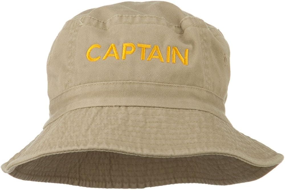 e4Hats.com Captain Embroidered Pigment Dyed Bucket Hat
