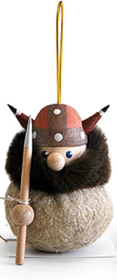 Home and Holiday Shops Nordic Brown Beard Viking Spiked Helmet Gnome Christmas Ornament Nisse Tomte