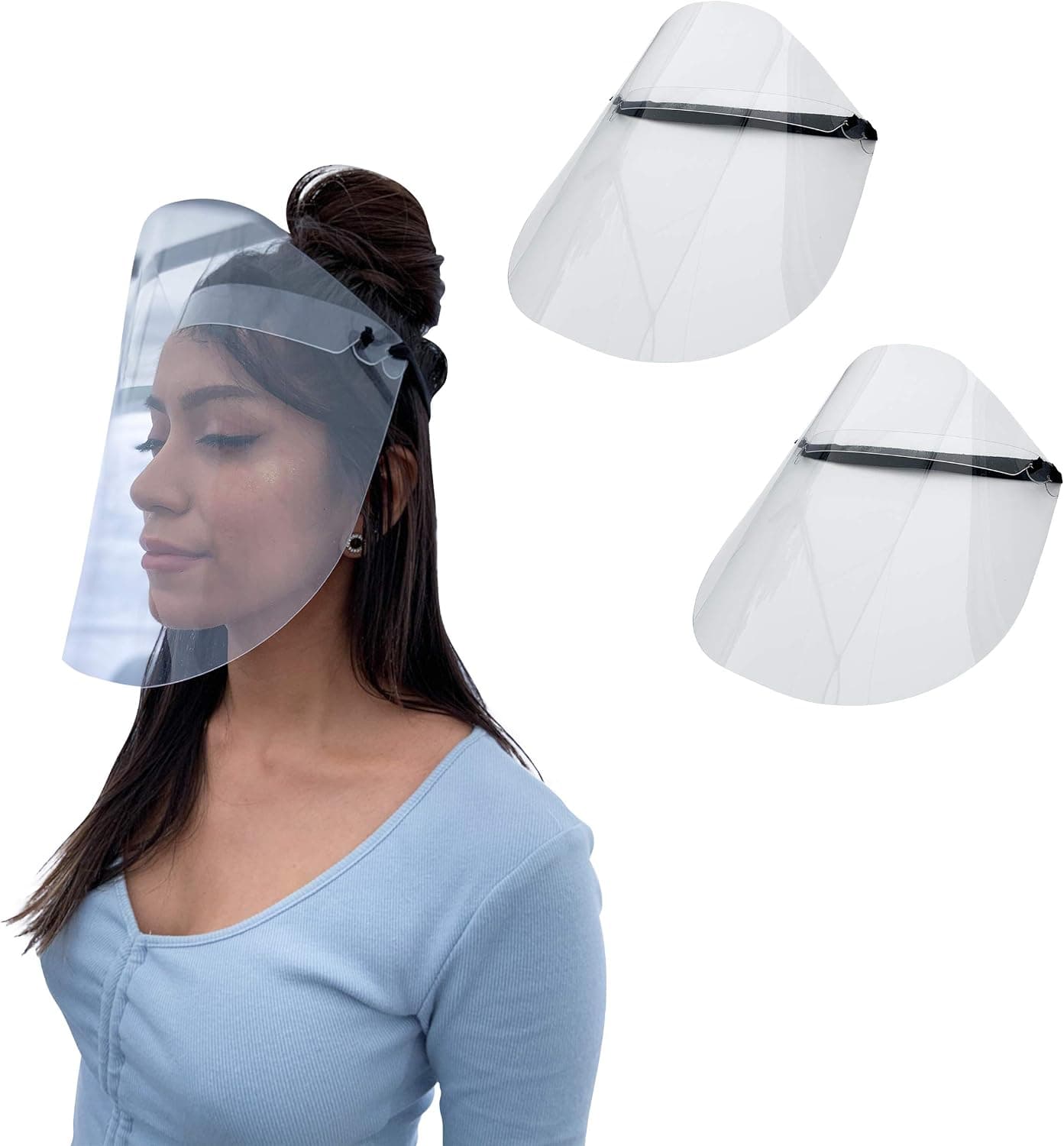 FASTSHIELD Reusable Full Face Shield - Stay-Cool Comfort Headband - Crystal Clear, Thick & Durable Visor - Wrap Around Eye Protection (2, Pre-Assembled)