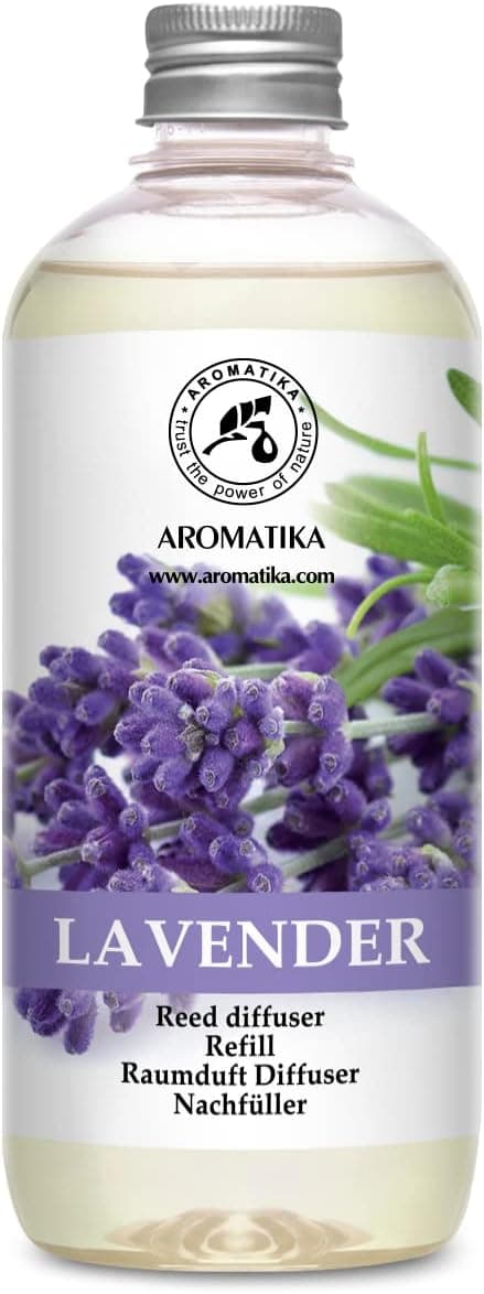 Lavender Fragrance Reed Diffuser Refill 17 Fl Oz - 500ml - Lavanda Refill - Wardrobe Freshener - Home Fragrance Oil - Air Freshener - Aromatherapy - Essential Lavender Oil Diffuser - Diffuser Refill