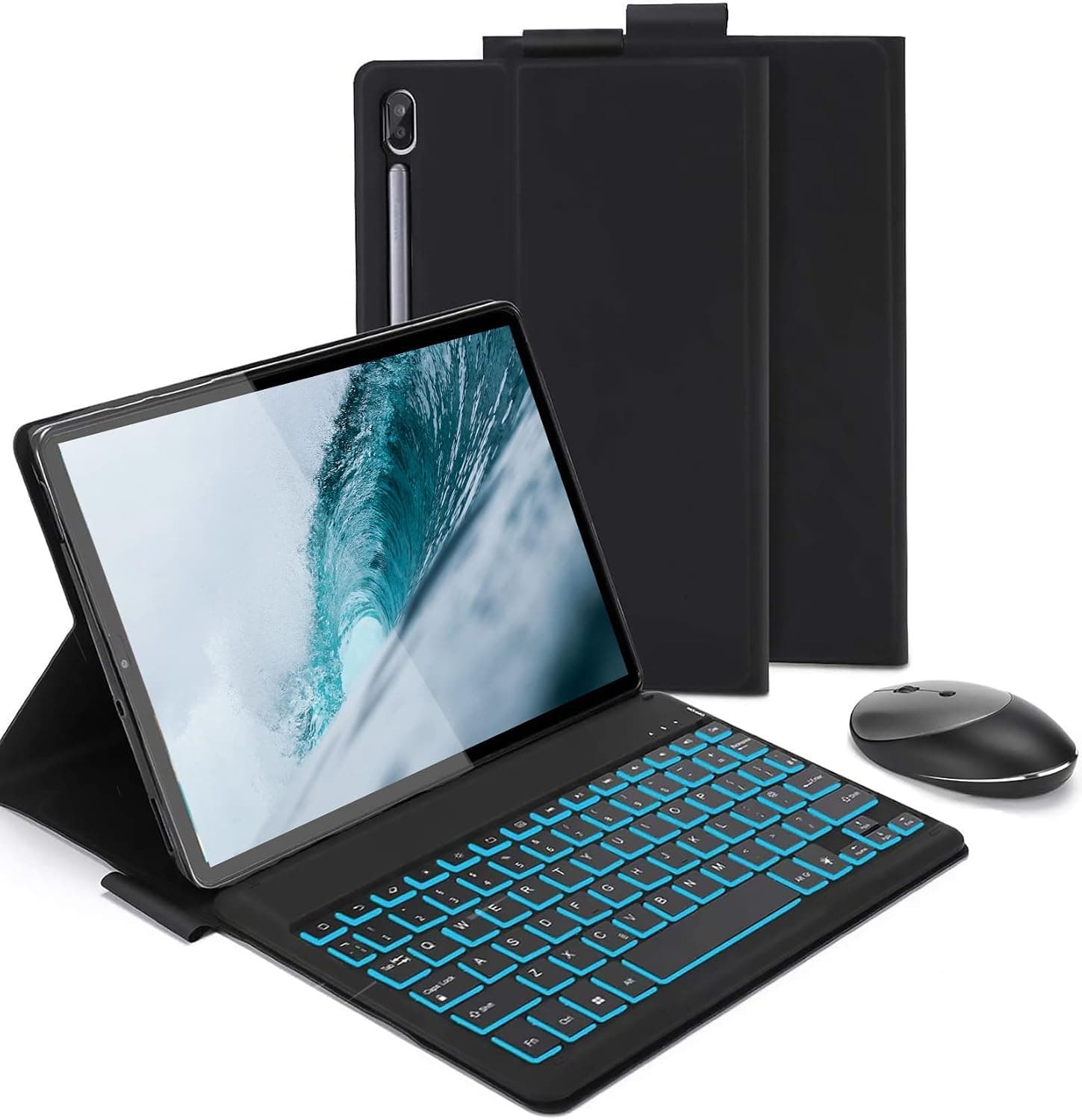 Keyboard Case with 7 Colors Backlit and Mouse for Samsung Galaxy Tab S6 10.5, Bluetooth Keyboard Detachable US Layout with Case & Mice for Samsung Galaxy Tab S6 T860 / T865 10.5, Black