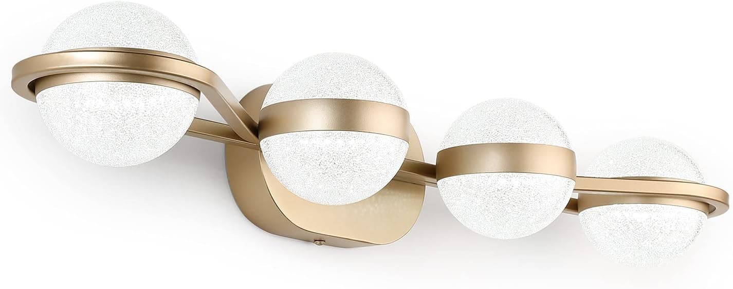 Lucalda Bathroom Vanity Lights for Bathroom 4 Lights Fixutres 28.7 Inches Bathroom Lights Over Mirror 24W Led Lighting Vanity Lighting Fixtures with Globe Acrylic Ball,6000K Cool White