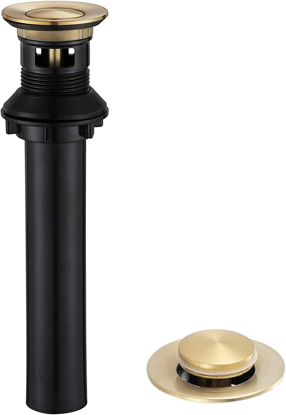PARLOS Pop Up Drain Stopper for Bathroom Faucet Vessel Vanity Sink with Overflow, Brushed Gold, 2099308
