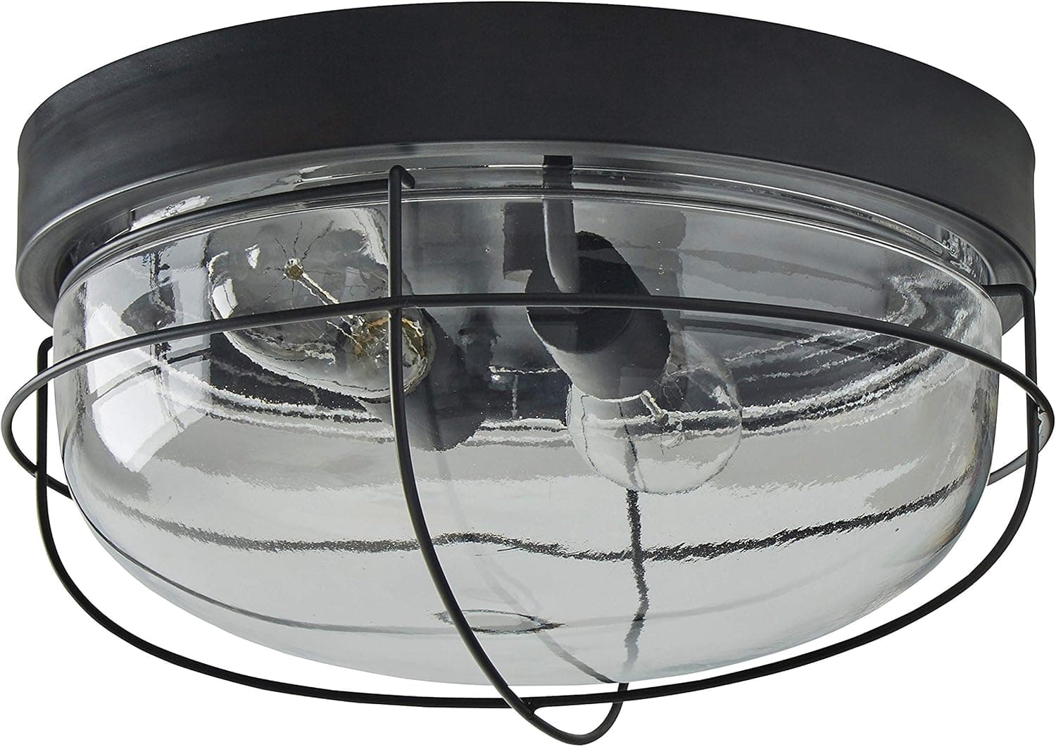 Amazon Brand – Stone & Beam Industrial Cage Flush Mount Indoor Ceiling Light Fixture With 2 Bulbs, 14 Inch, Oil-Rubbed Bronze