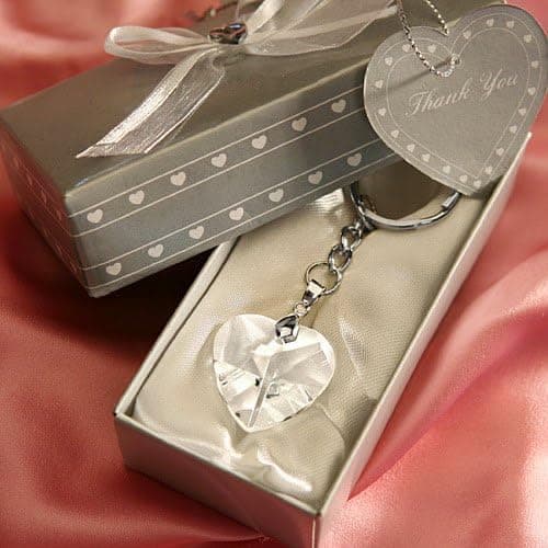 50 Chrome Key Chain With Crystal Heart