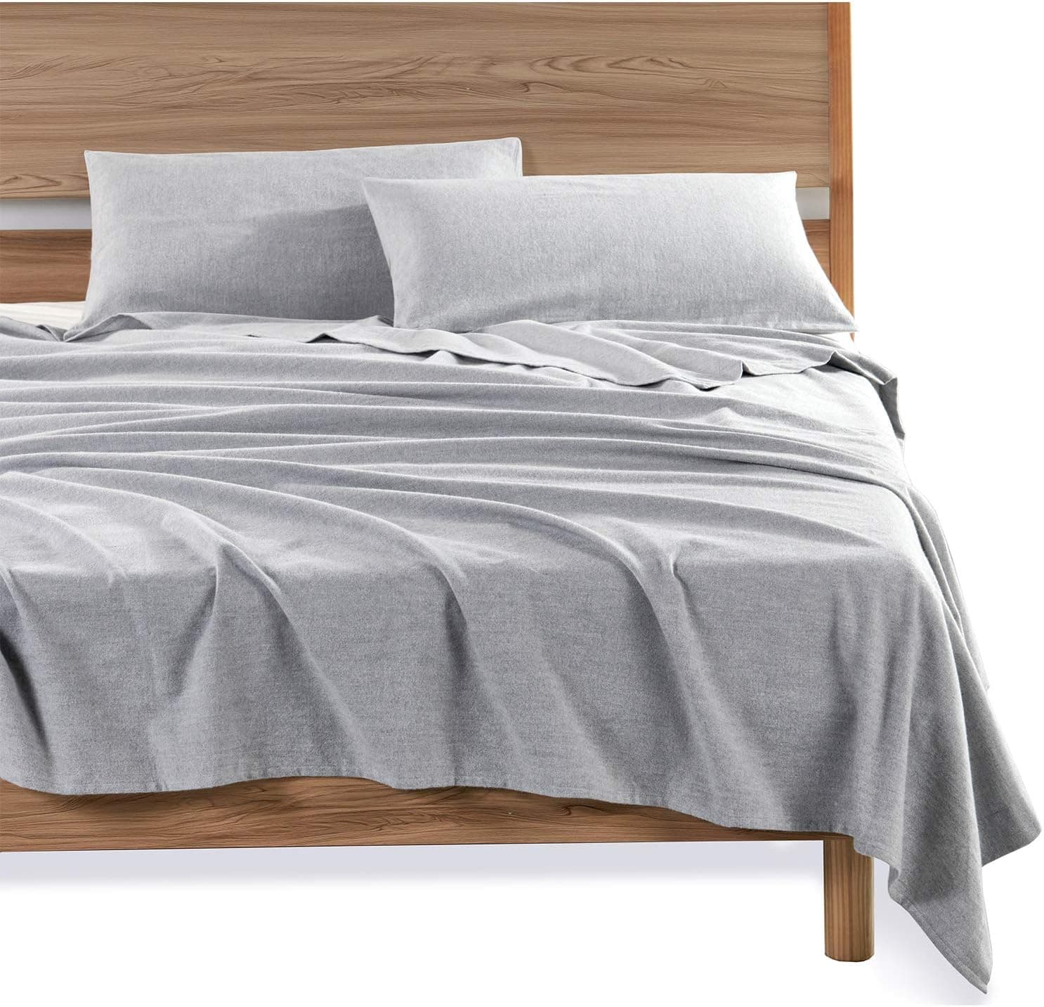 Truly Lou Cotton Flannel Sheet Set, King 4 Piece Set, Premium Heavyweight Cotton Flannel, Ultra Soft, Warm, Cozy Comfort, Deep Pocket Bed Sheets, Perfect for Winter (King, Grey)
