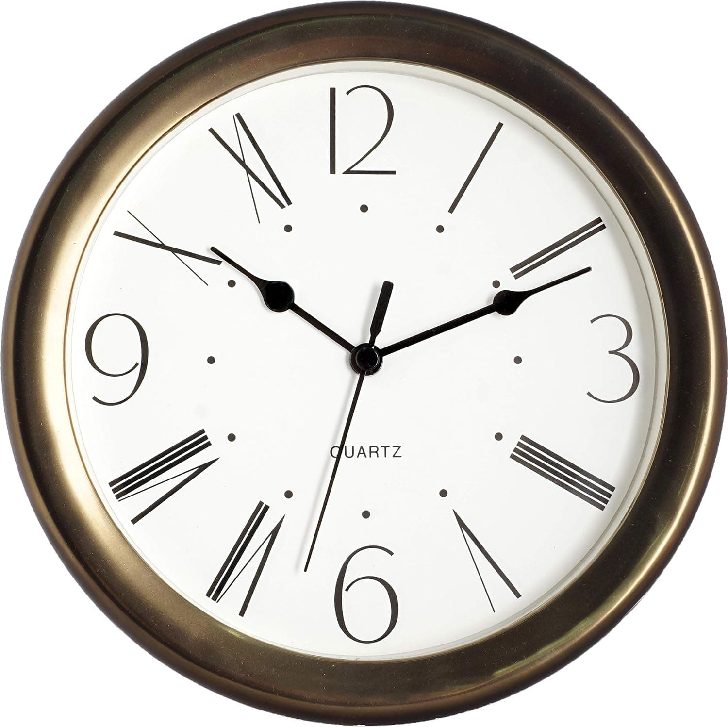 JUSTIME 8.5-inch Unique Modern Plastic Decorative Wall Clock, Water Resistant, Special for Small Space, Office, Boats, RV (W86051-K-VB Bronze)